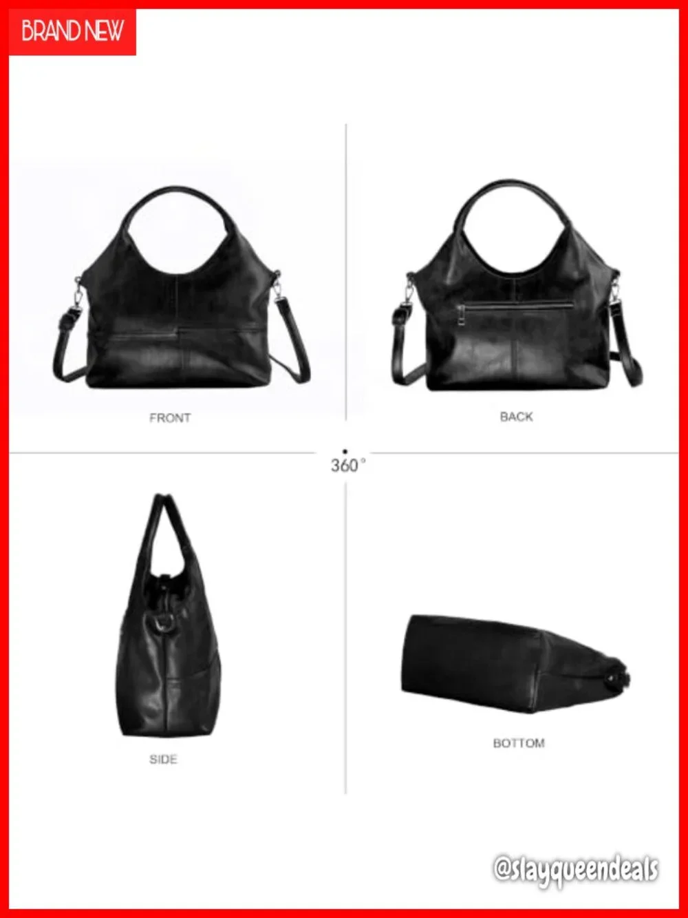 Women Vegan Leather Satchel Hobo Bag Crossbody Adjustable Strap
